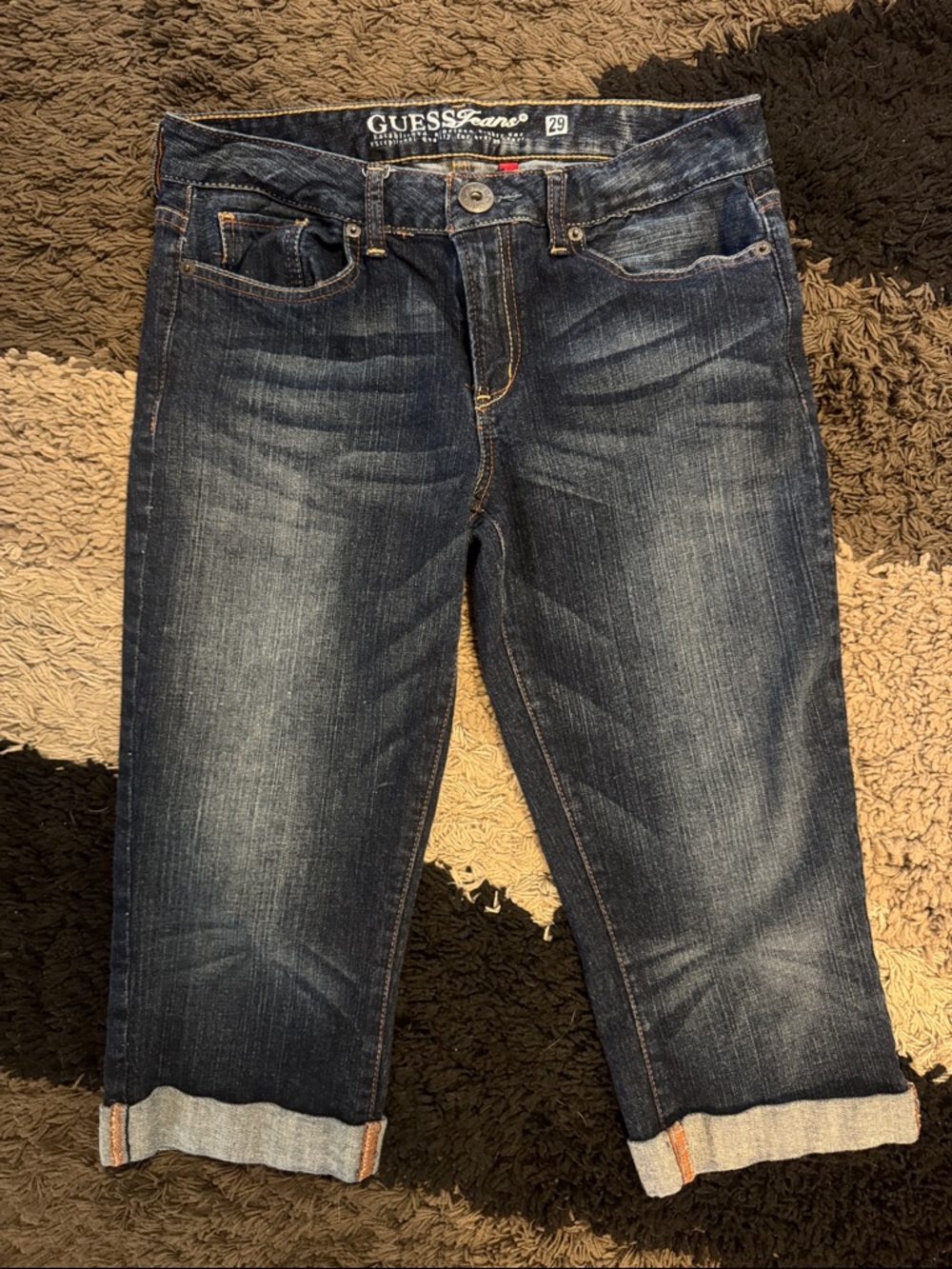 GUESS Women's Dark Blue Denim Capris